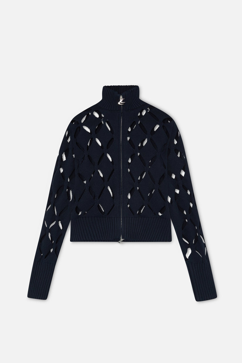Cambodia Holes Navy Zipper Knit