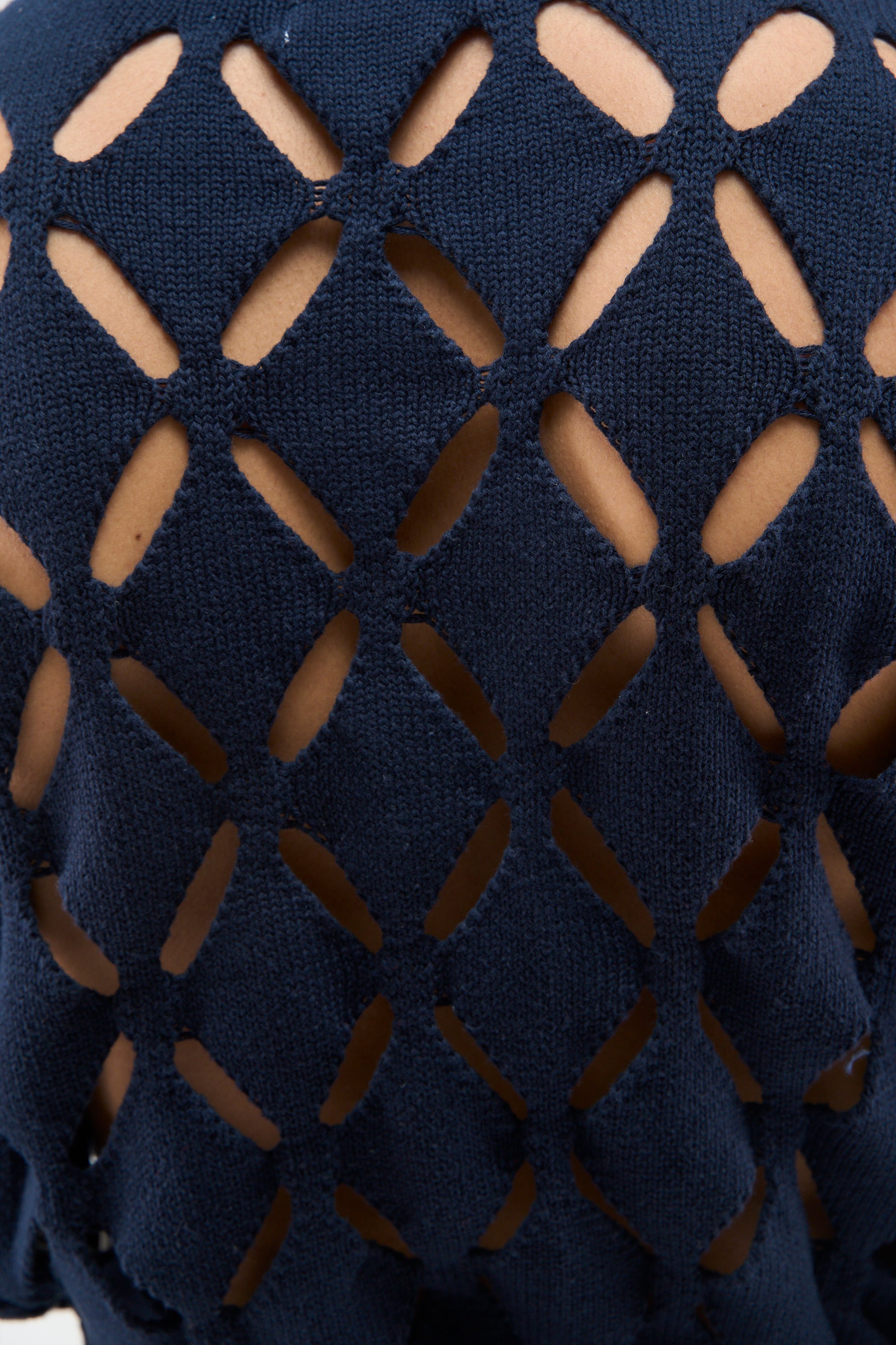 Cambodia Holes Navy Zipper Knit