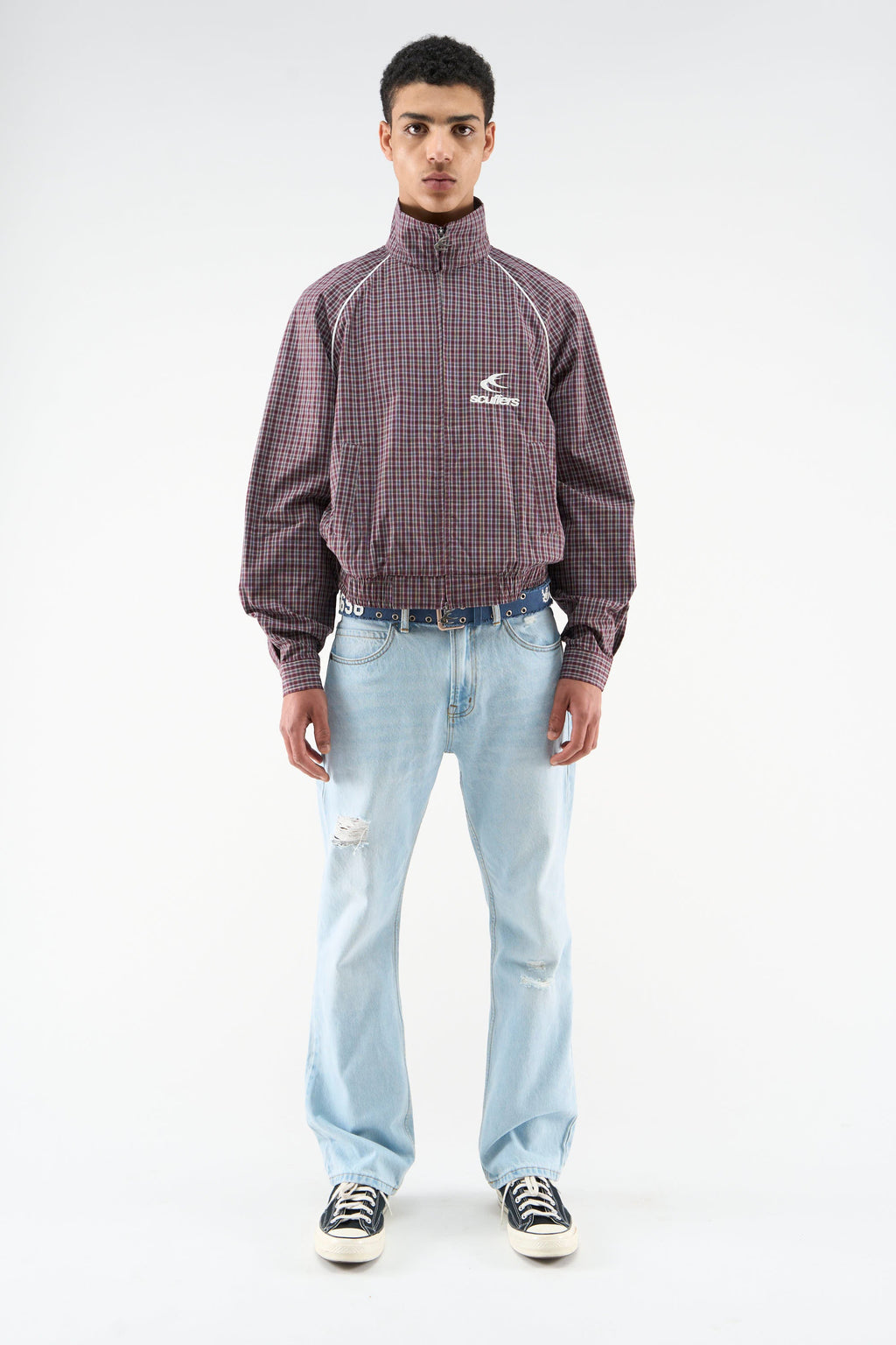 Chamise Checkered Burgundy Zipper