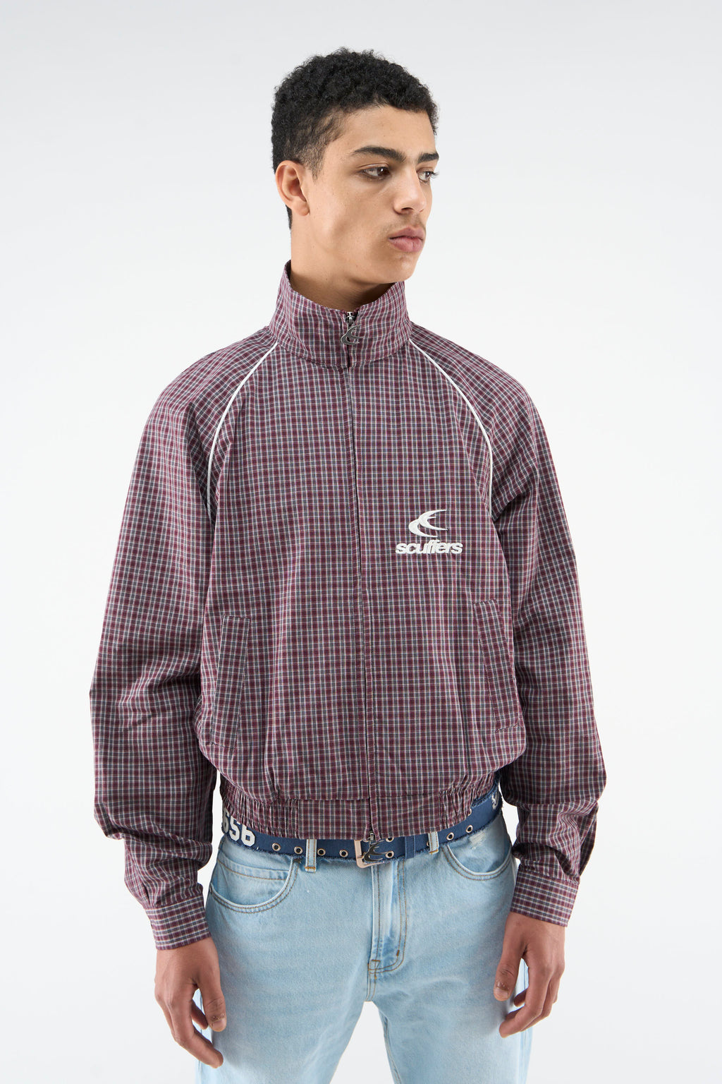Chamise Checkered Burgundy Zipper