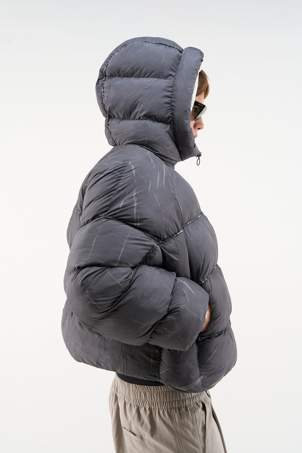 Marble Dark Grey Puffer Jacket