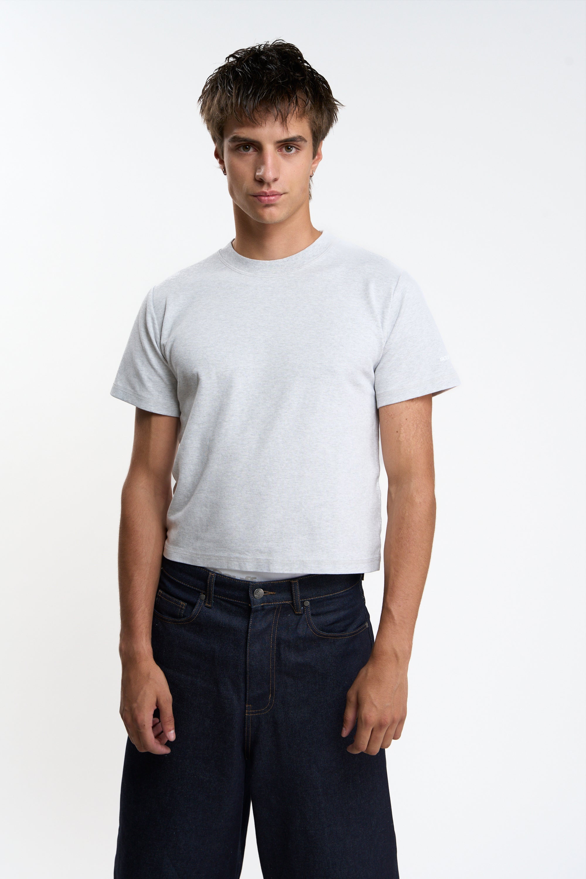 Interlock White and Grey Melange Fitted T-Shirt Pack
