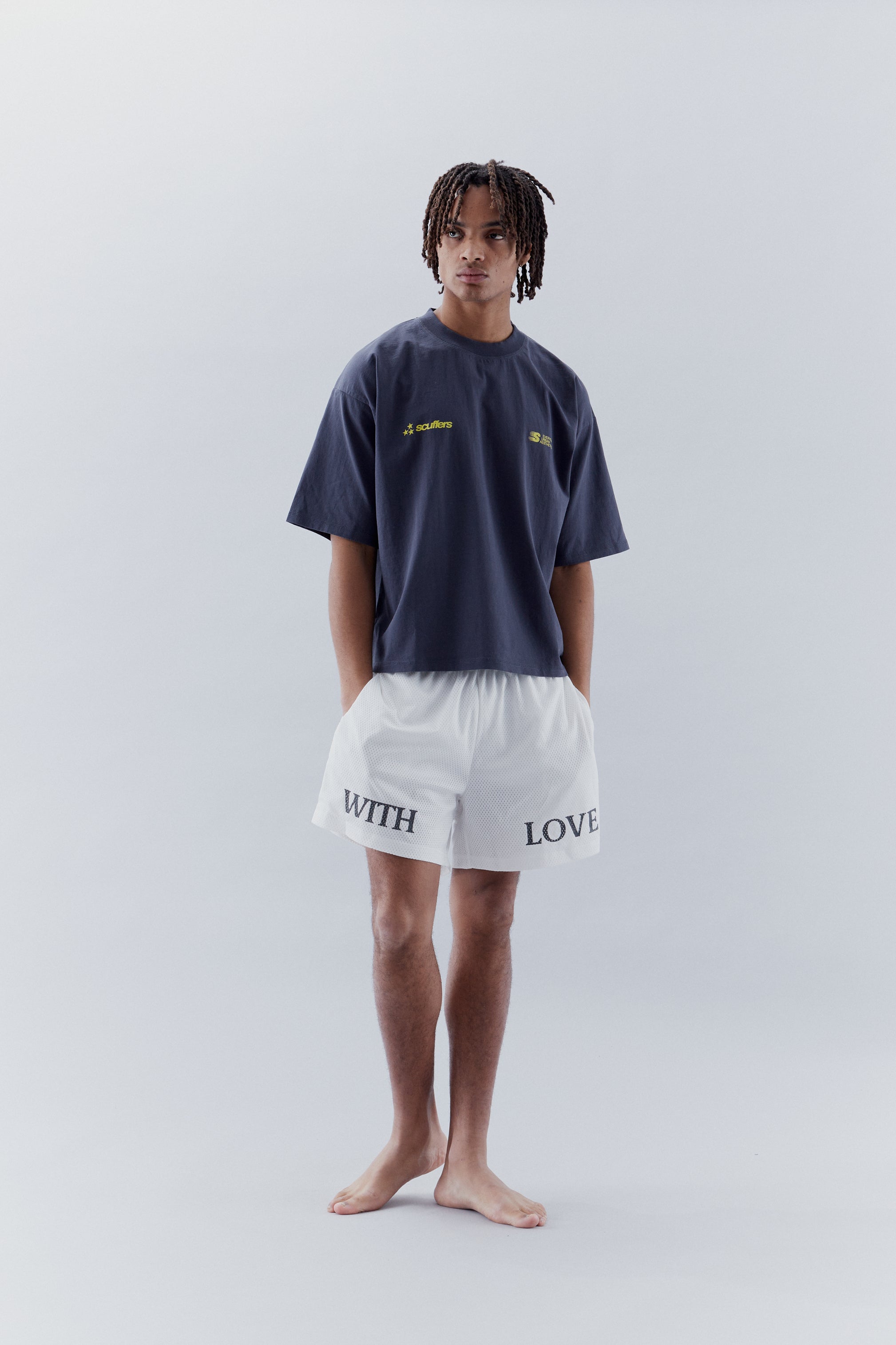 With Love Mesh White Shorts