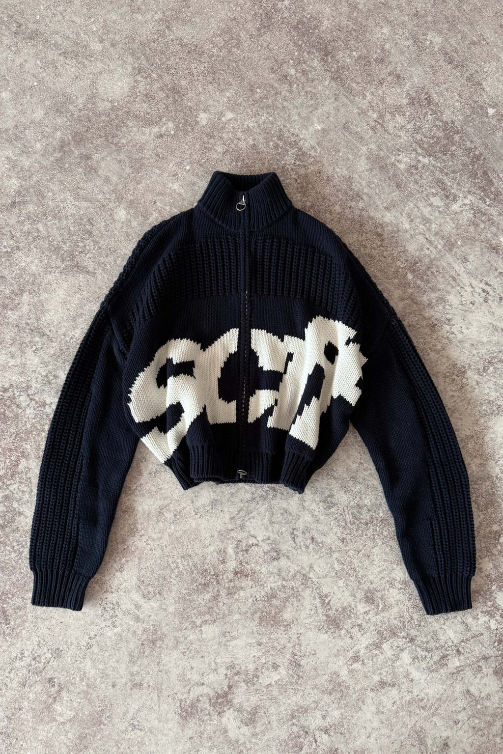 Scff Navy Knit Zipper