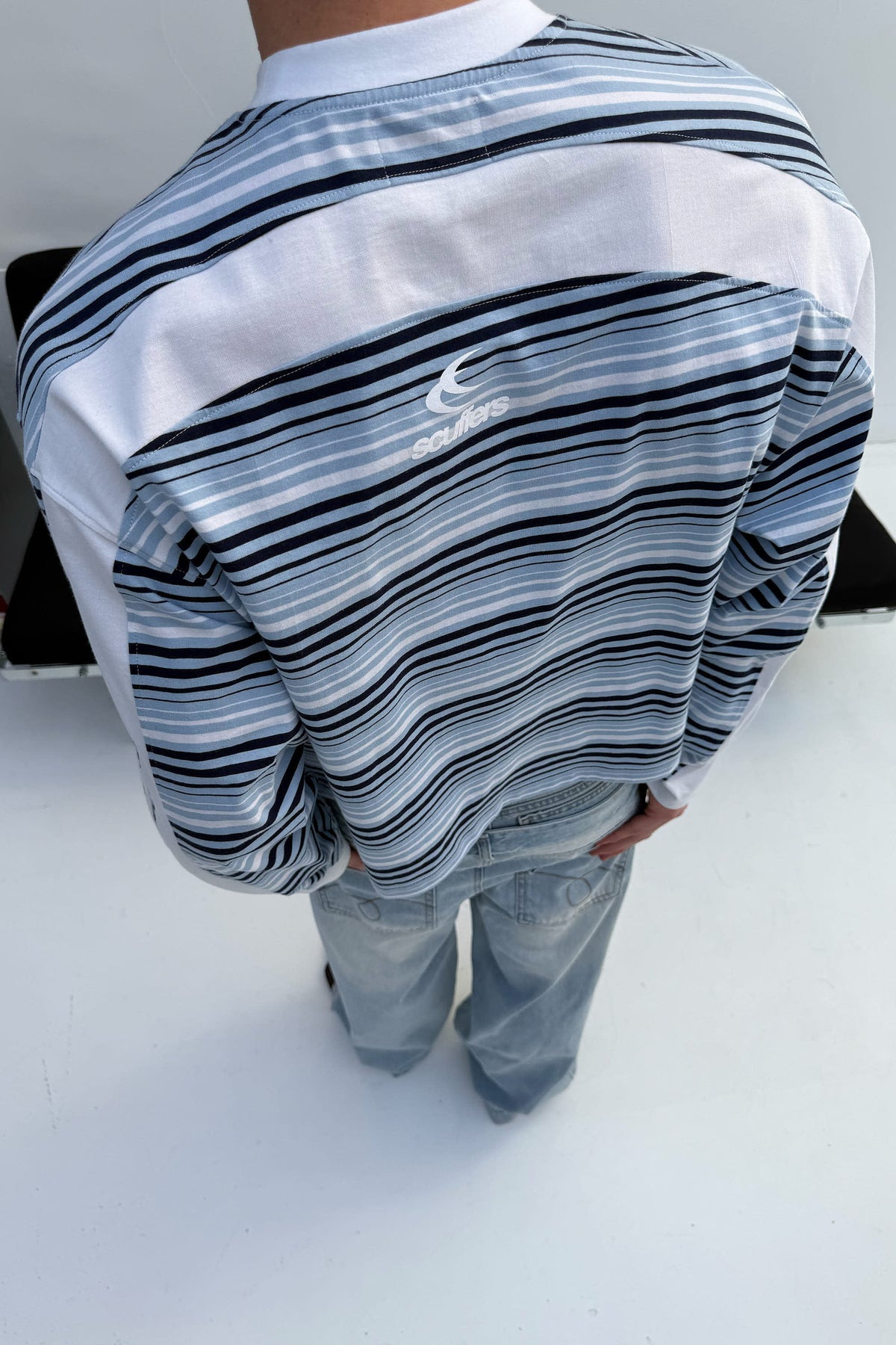 Sport Tech Navy Striped Longsleeve