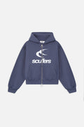 Logo Navy Zipped Hoodie