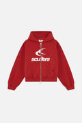 Logo Red Zipped Hoodie