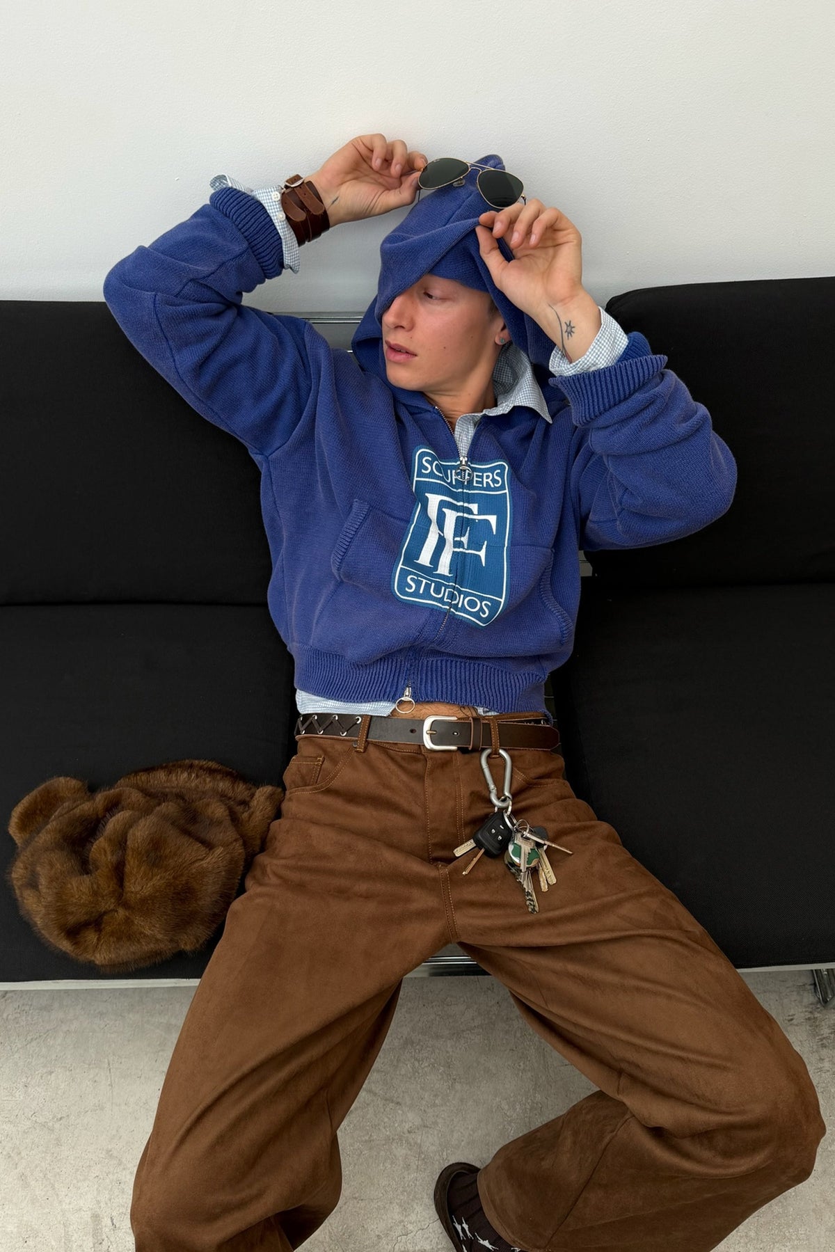 Rolly Blue Knit Zipper