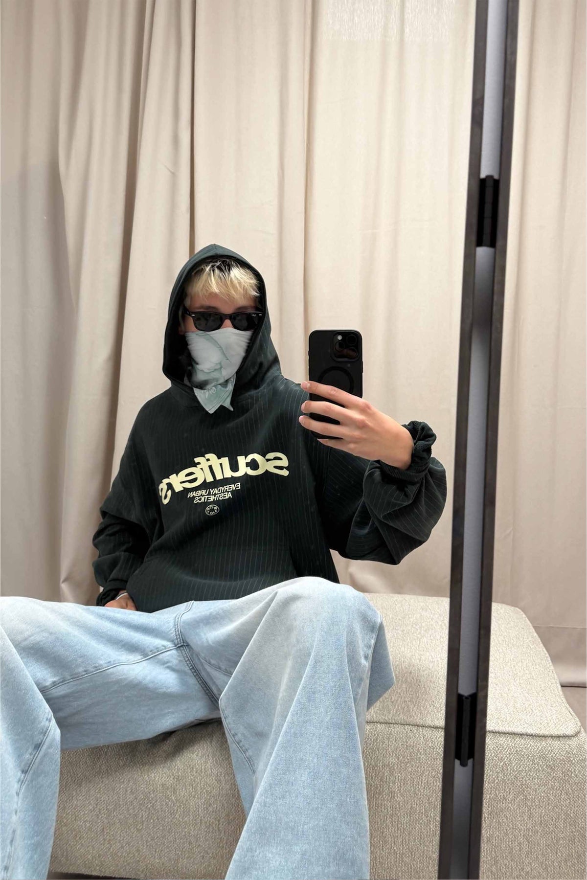 Iconic Dark Green Pinstripe Hoodie