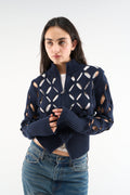Cambodia Holes Navy Zipper Knit